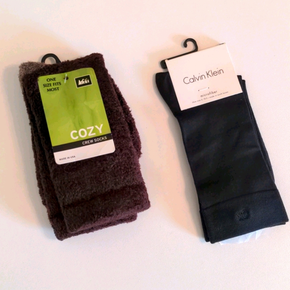 Calvin Klein socks and REI Cozy Crew Socks